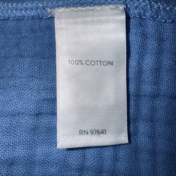 J Jill Ice Blue Small Tier Gauze Drop Waist Dress Button Midi Lagenlook Cottage - Picture 6 of 8